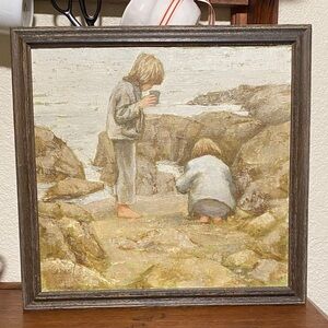 Rustic Coastal Art Print with Wooden Frame